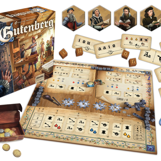 Gutenburg Game: a "mid-weight strategy game taking place in the 15th century"