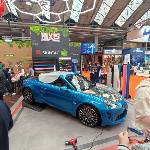 Hexis showed off its partnership with car manufacturer Alpine on its booth