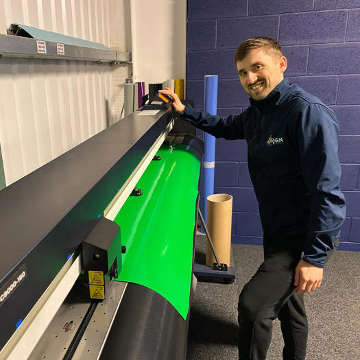 Joe Clark with the Graphtec Cutting Pro FC9000-160