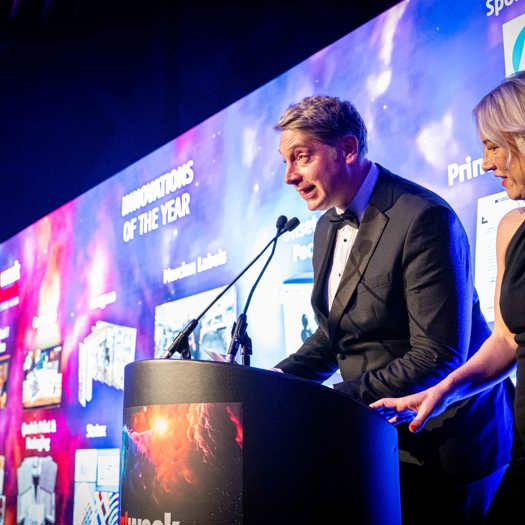(L-R) Peter Jolly and Clare Revell at the 2024 Printweek Awards